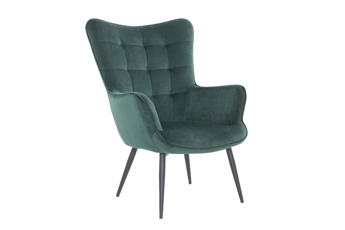 Sesselset Uta Dunkelgrün Samt - Dunkelgrün/Schwarz, Basics, Textil/Metall (72-60/97-39/80-41cm) - MID.YOU