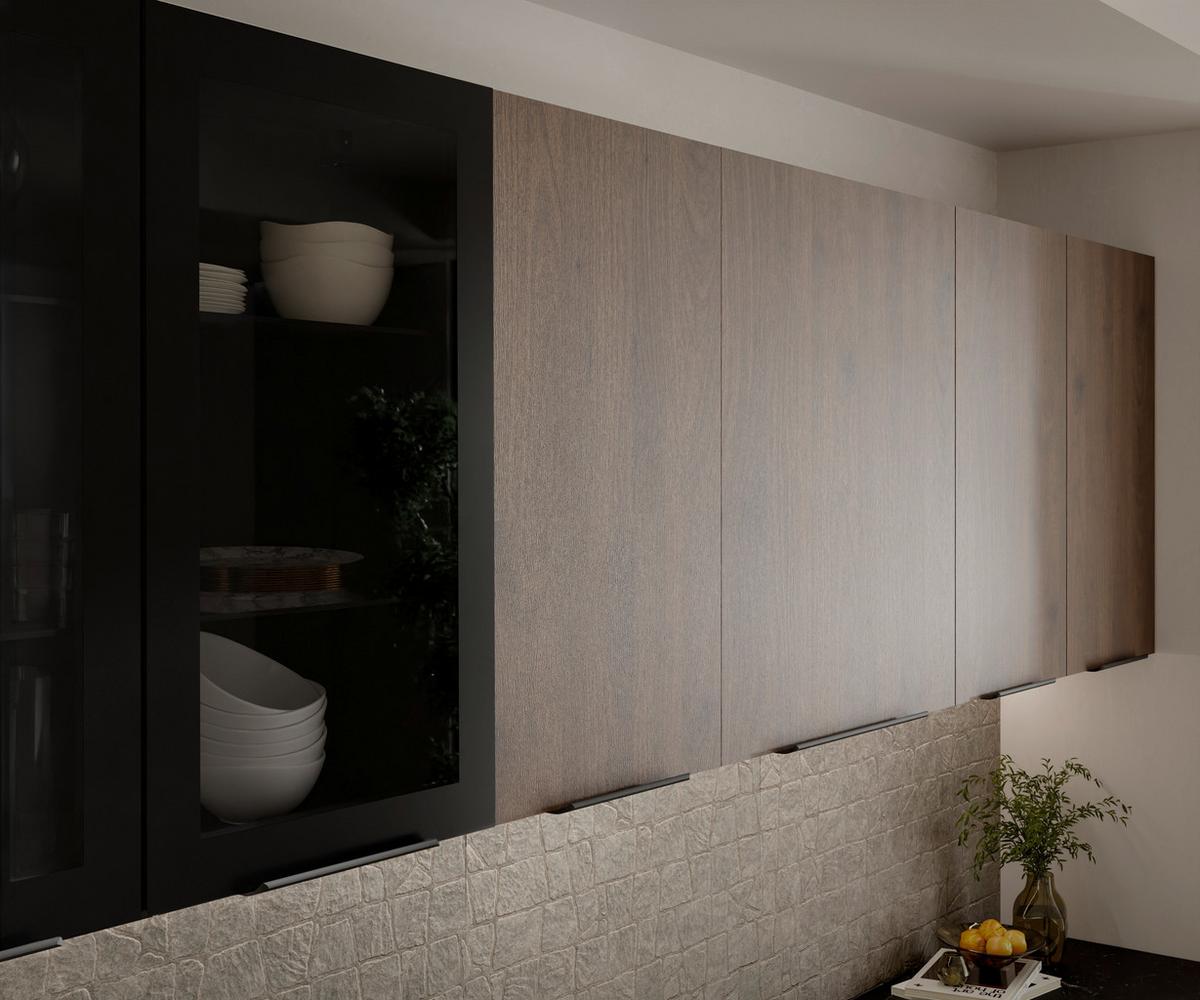 Blok Kuhinja Arona/monza - kašmir/boja orahovog drveta, Moderno, staklo/metal (260/210/60cm) - Modern Living