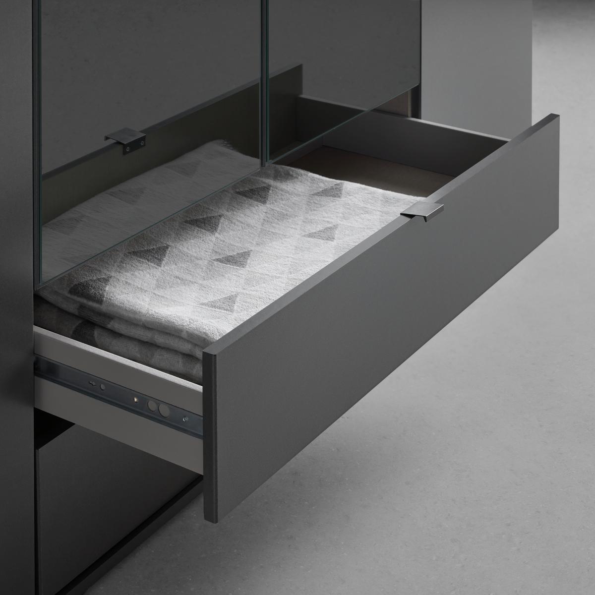 Drehtürenschrank Avila Grau - Grau, Konventionell, Glas/Holzwerkstoff (181/194/53cm) - Mömax