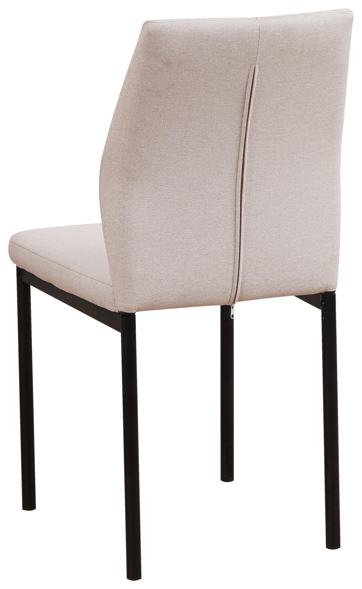 Stuhl Mia in Beige Mikrofaser - Beige/Schwarz, Basics, Textil/Metall (44/90/56cm) - Based