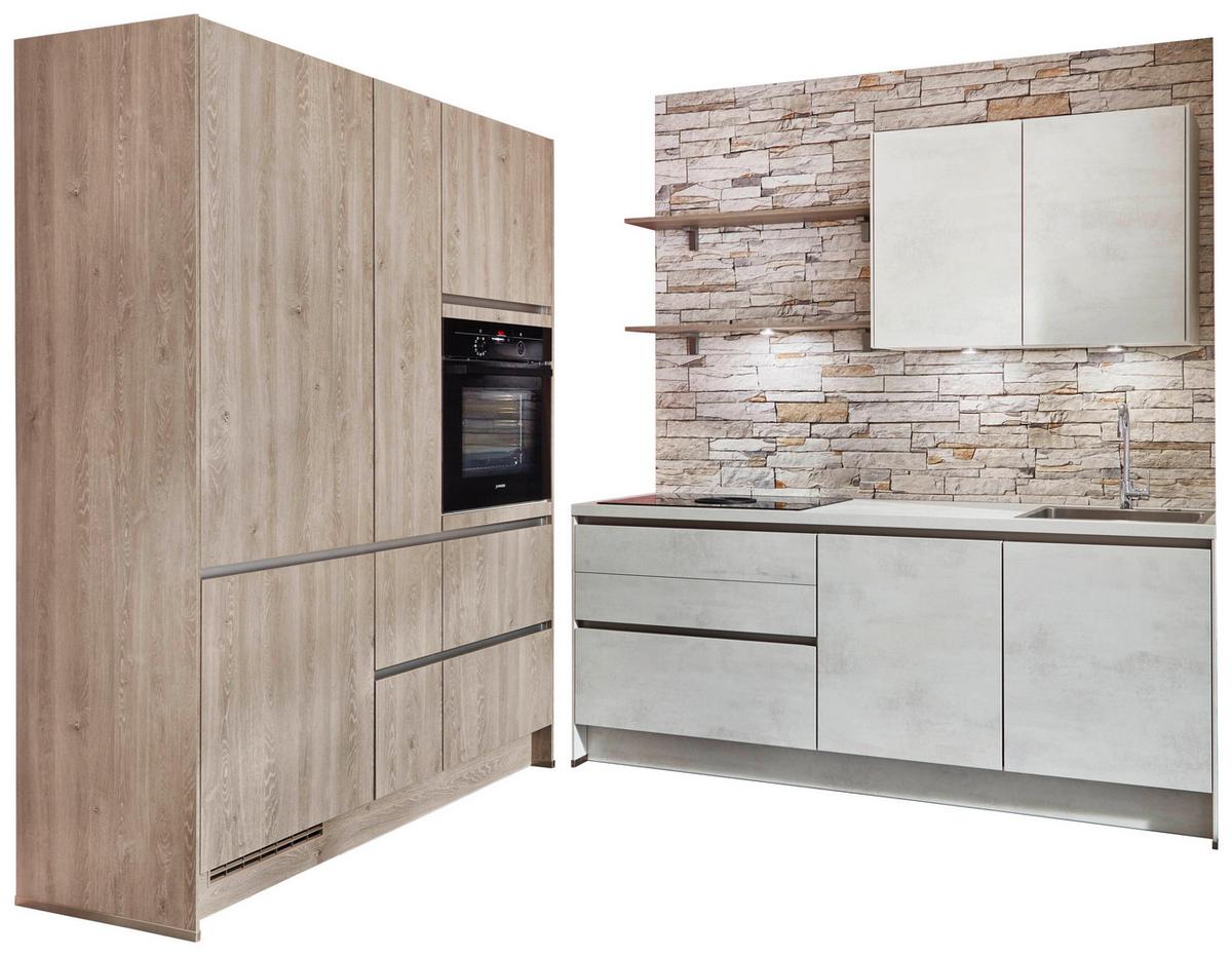 Bucătărie la comandă Riva - gri, Modern, material pe bază de lemn (217,5/277cm) - Nobilia