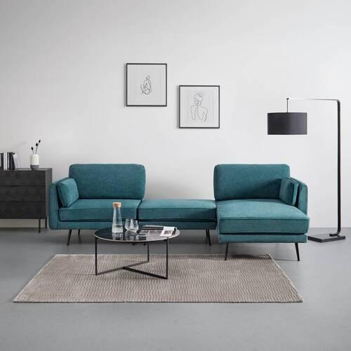 Sedežna Garnitura Dunja, Oblika L - siva/zelena, Moderno, kovina/tekstil (295/89/161cm) - Bessagi Home