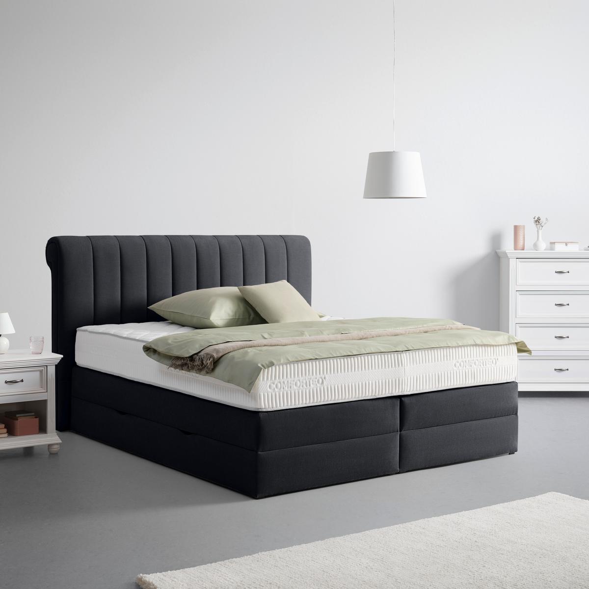Boxspringbett Belano Schwarz ca. 180x200cm - Schwarz, KONVENTIONELL, Holz/Holzwerkstoff (180/200cm) - Premium Living
