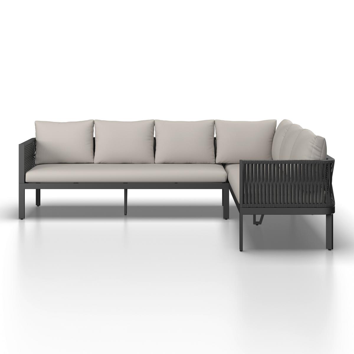Garnitură grădină Selena - gri deschis/culoare inox, Modern, sticlă/metal (258/66/72cm) - Bessagi Garden
