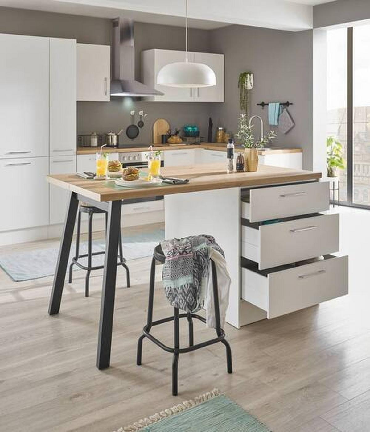 Konyhasziget Turin 150 White - krómszínű/Artisan tölgy, Trend, faalapú anyag/fém (150/91/90cm) - MID.YOU