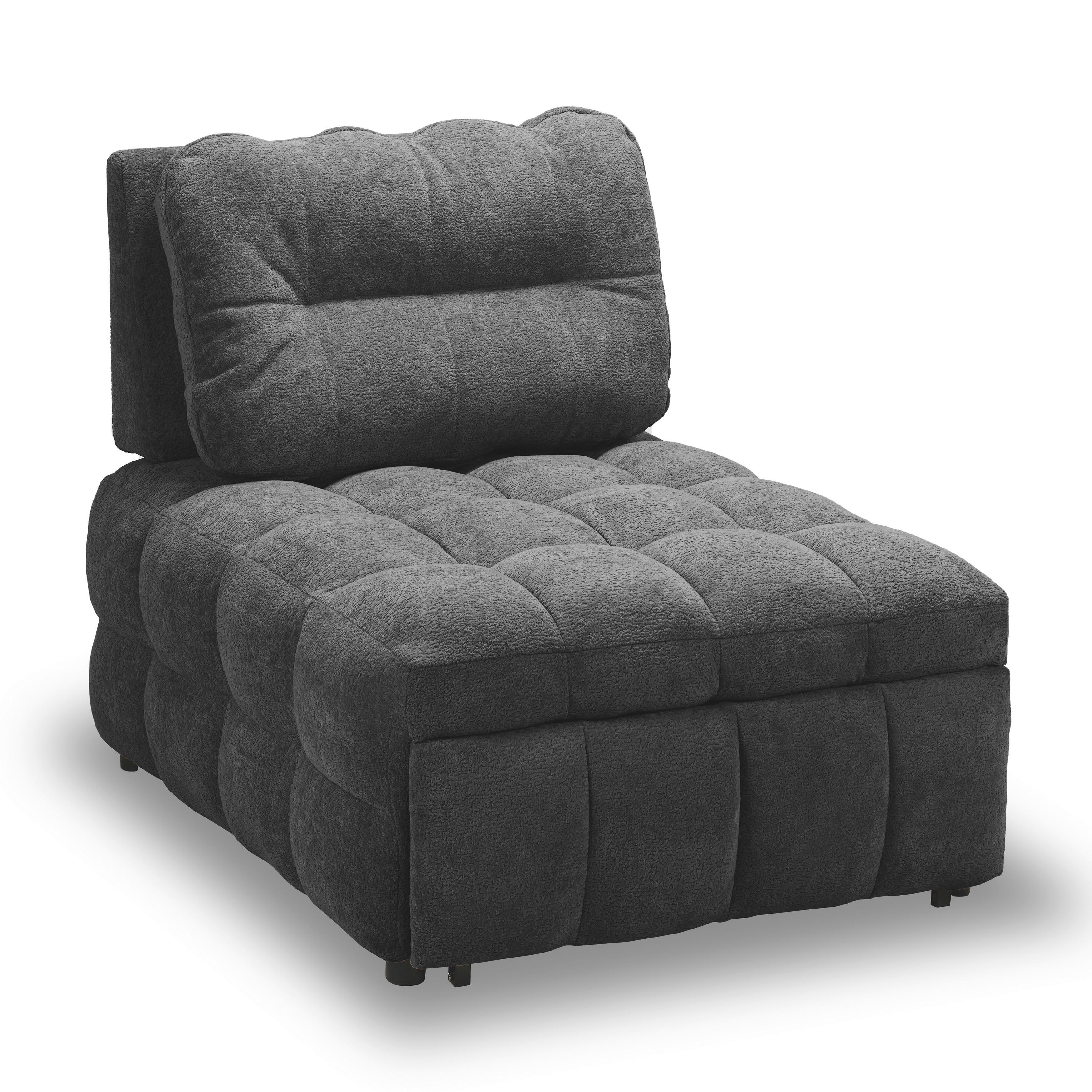 Schlafsessel Liara Webstoff Dunkelgrau - Dunkelgrau/Schwarz, MODERN, Holz/Textil (88/87/110cm) - Bessagi Home