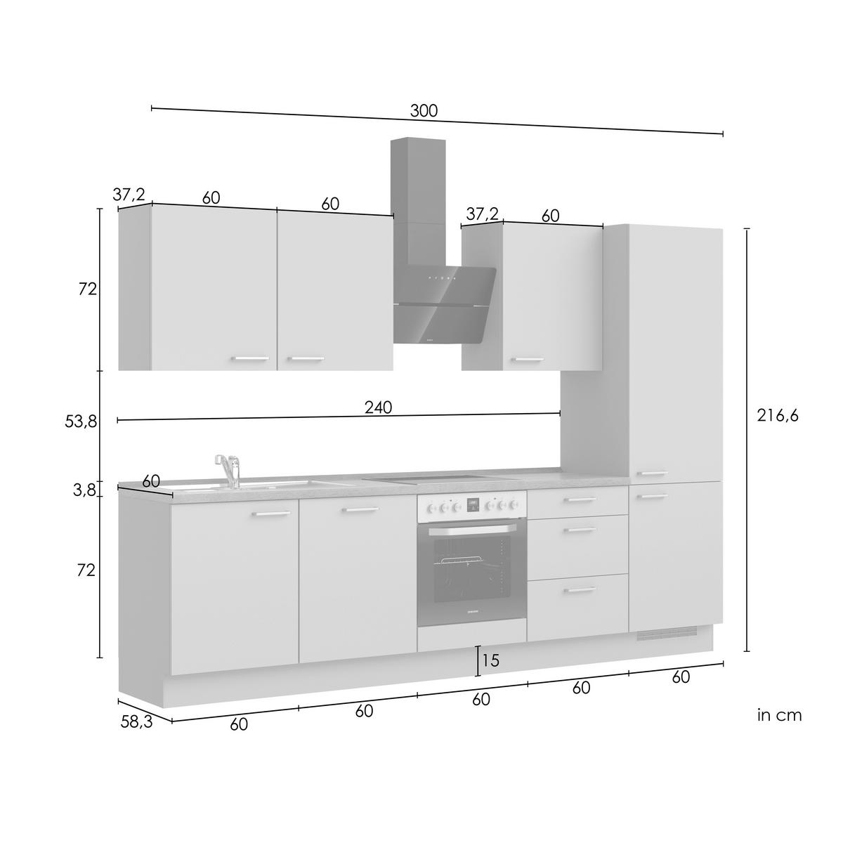 Küchenleerblock Senso High o. Geräte Olivgrün - Eichefarben/Schwarz, ROMANTIK / LANDHAUS, Holzwerkstoff/Metall (300cm) - Nobilia