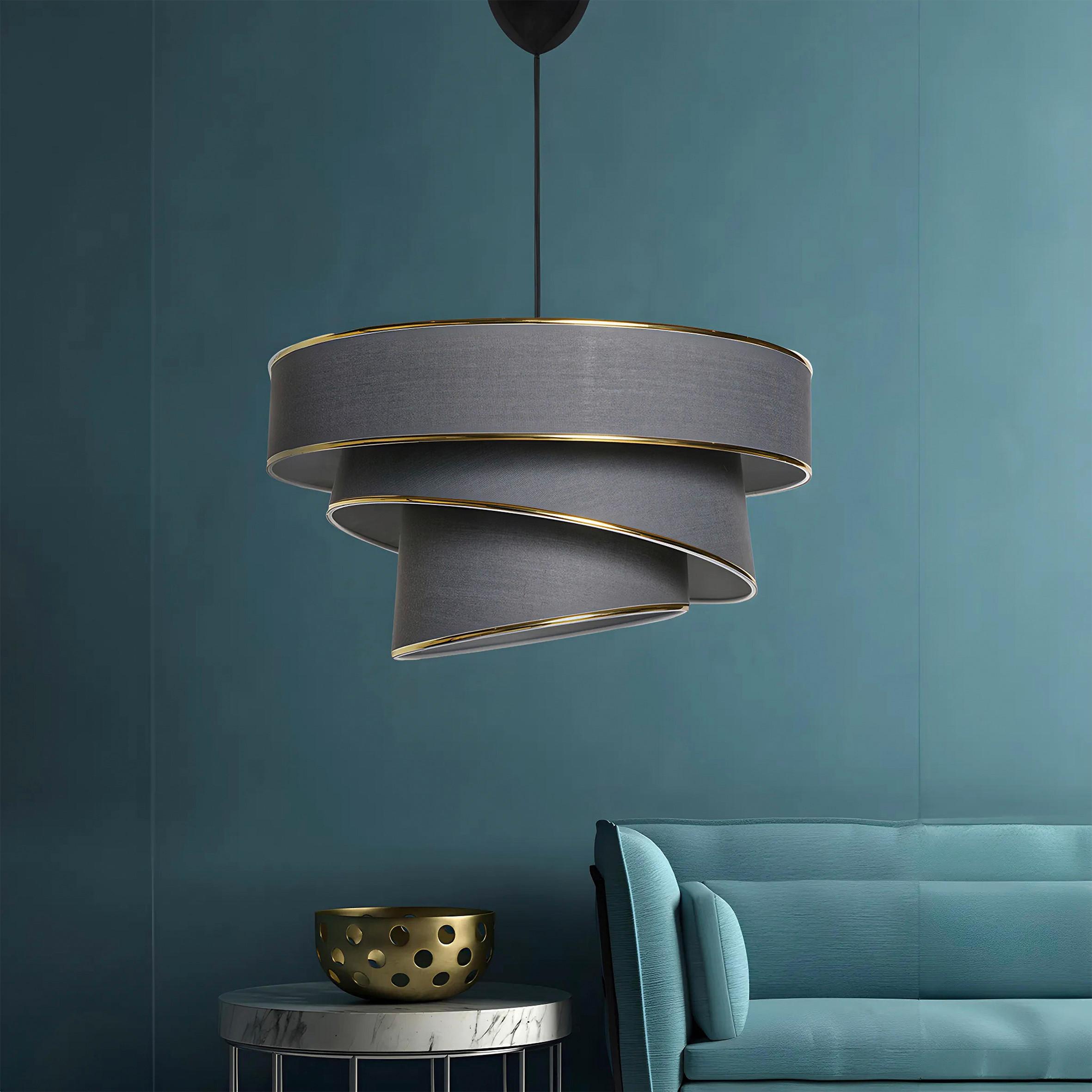 LAMPA WISZĄCA COUPER - antracytowy/kolor złoty, Design, tworzywo sztuczne/metal (40/72cm) - P & B