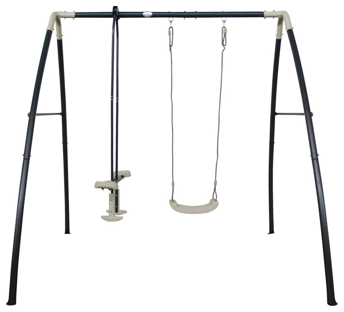 Schaukel Anthrazit/Creme - Anthrazit/Creme, KONVENTIONELL, Kunststoff/Metall (210/220/238cm) - Ambia Garden