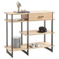 Konsole "Paco" , ca 110x40 cm, aus Eiche - Eichefarben/Schwarz, Natur, Holz/Metall (110/93,5/40cm) - Livetastic