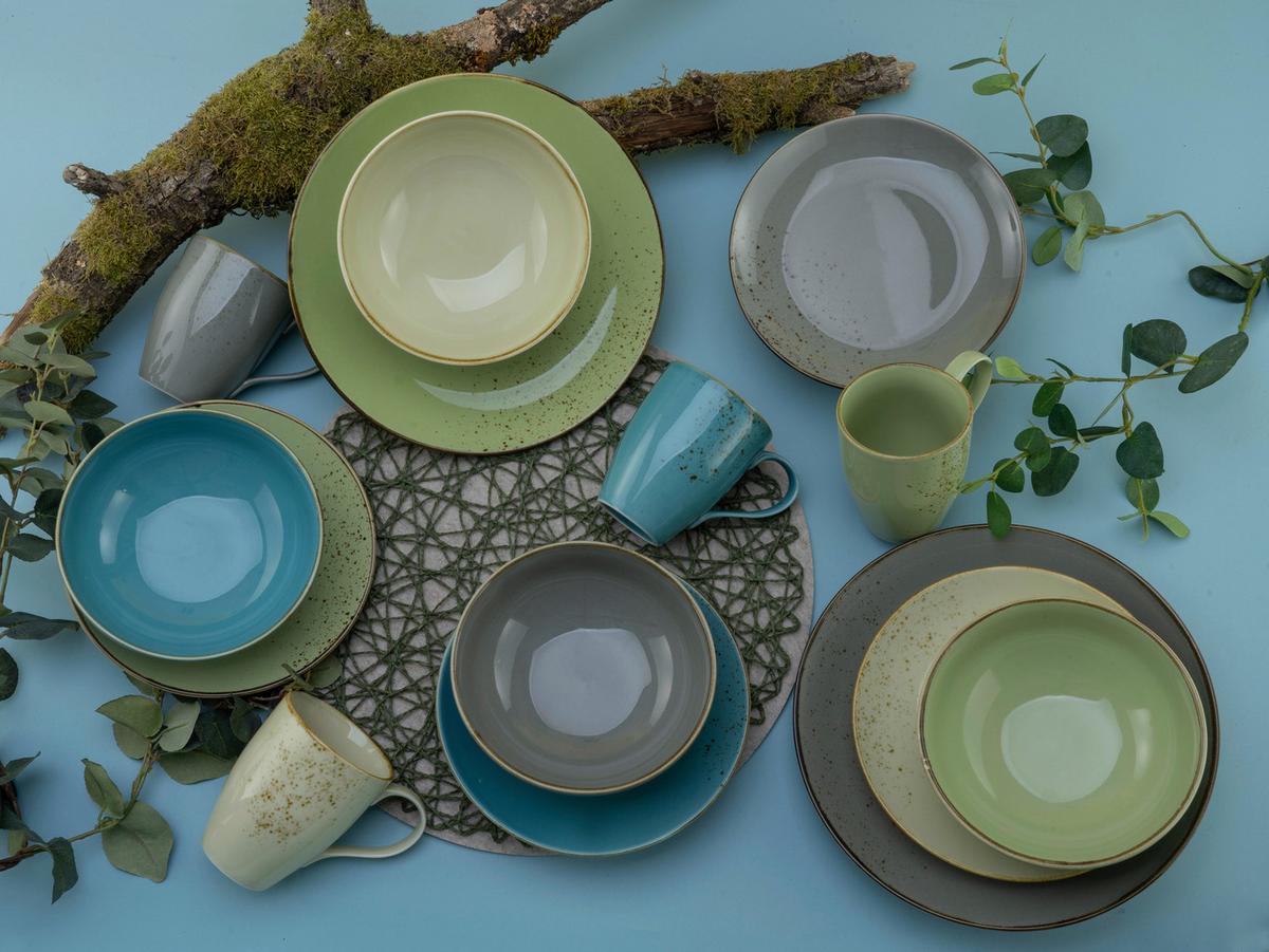 Set Skodelic Earth, 6-Delni - žajbljevo zelena, Trend, keramika (300ml) - Creatable