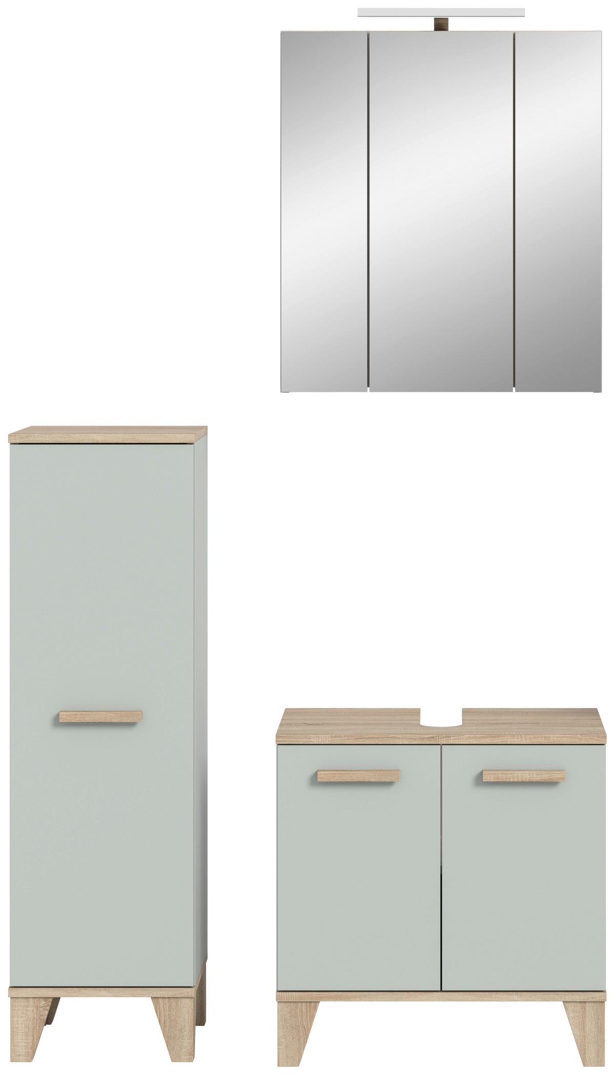 Badezimmer Star 4-tlg. ca. 94 cm Eiche/Graugrün - Graugrün/Eiche San Remo, MODERN, Holzwerkstoff/Kunststoff (94cm) - MID.YOU