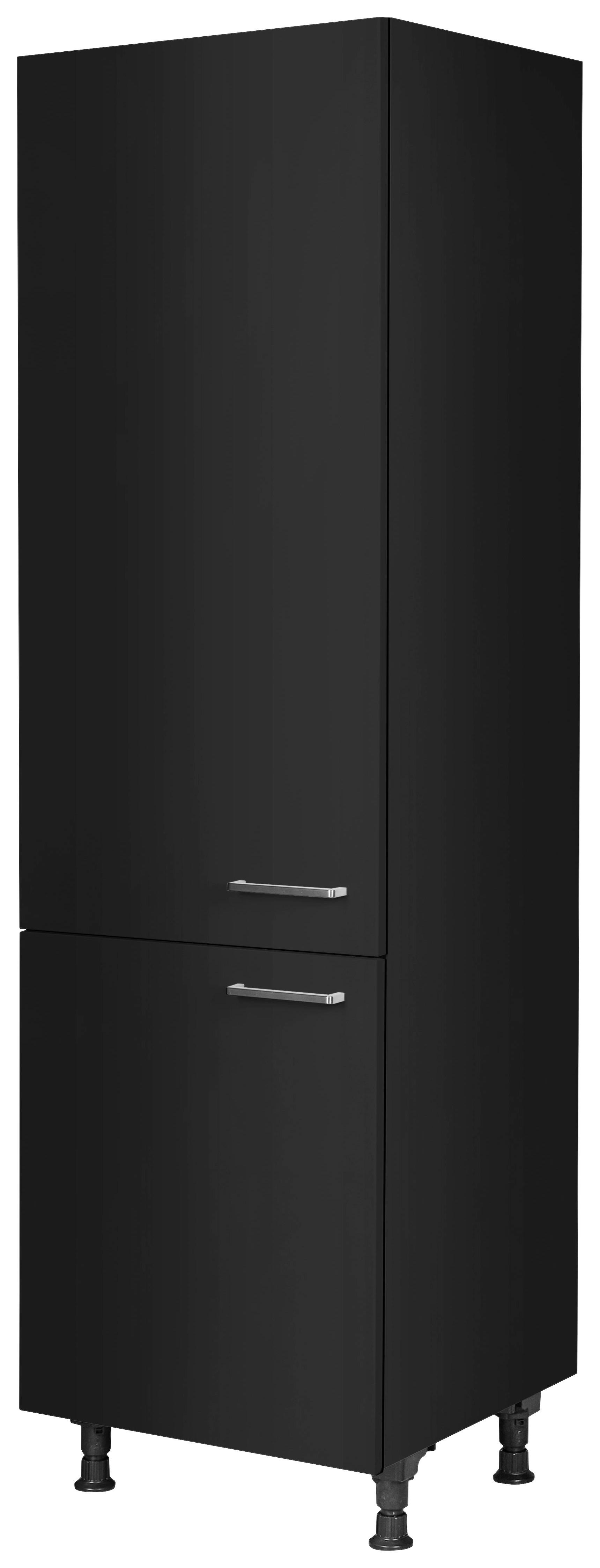 Geräteumbauschrank Touch Schwarz - Edelstahlfarben/Schwarz, MODERN, Holzwerkstoff/Metall (60/216,6/58cm) - Nobilia