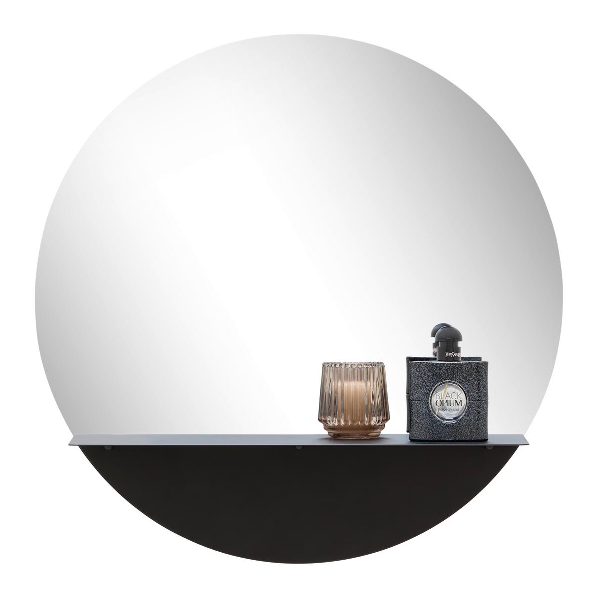 Wandspiegel Maren Schwarz  Ø ca. 50cm - Schwarz, MODERN, Glas/Metall (50cm) - Mömax