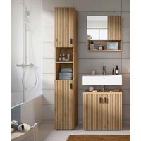 Kopalnica Mone, Barva Hrasta, 3-Delna - črna/hrast artisan, Basics, umetna masa/leseni material (90cm) - MID.YOU