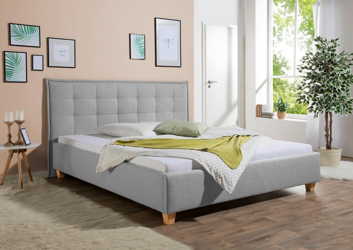 Polsterbett Tracy Hellgrau ca. 160x200 cm - Hellgrau/Naturfarben, MODERN, Holz/Textil (160/200cm) - Livetastic