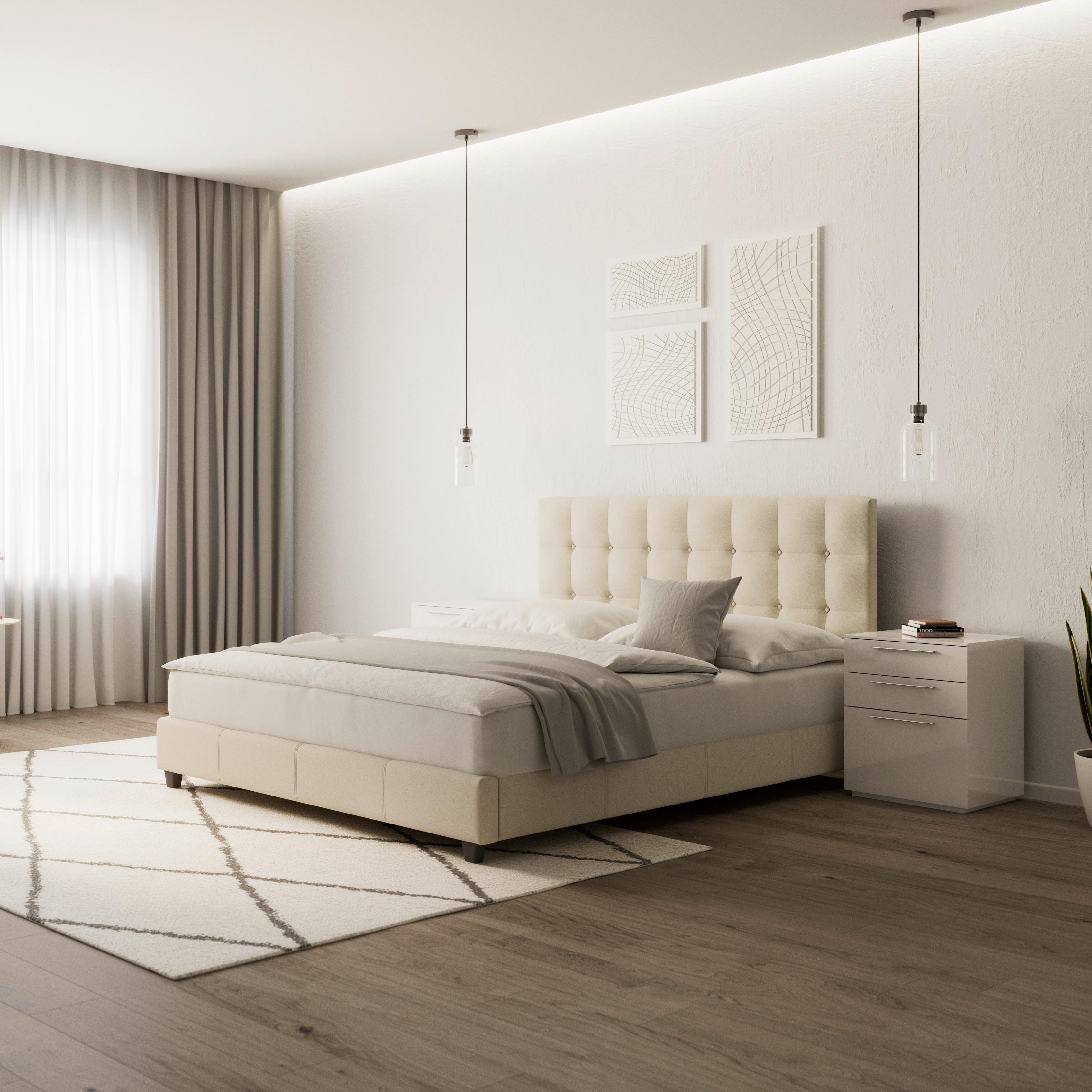 Polsterbett Frederico ca. 180x200 cm Beige - Beige/Schwarz, MODERN, Holz/Holzwerkstoff (180/200cm) - Bessagi Home