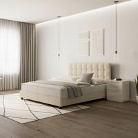 Polsterbett Frederico ca. 180x200 cm Beige - Beige/Schwarz, MODERN, Holz/Holzwerkstoff (180/200cm) - Bessagi Home