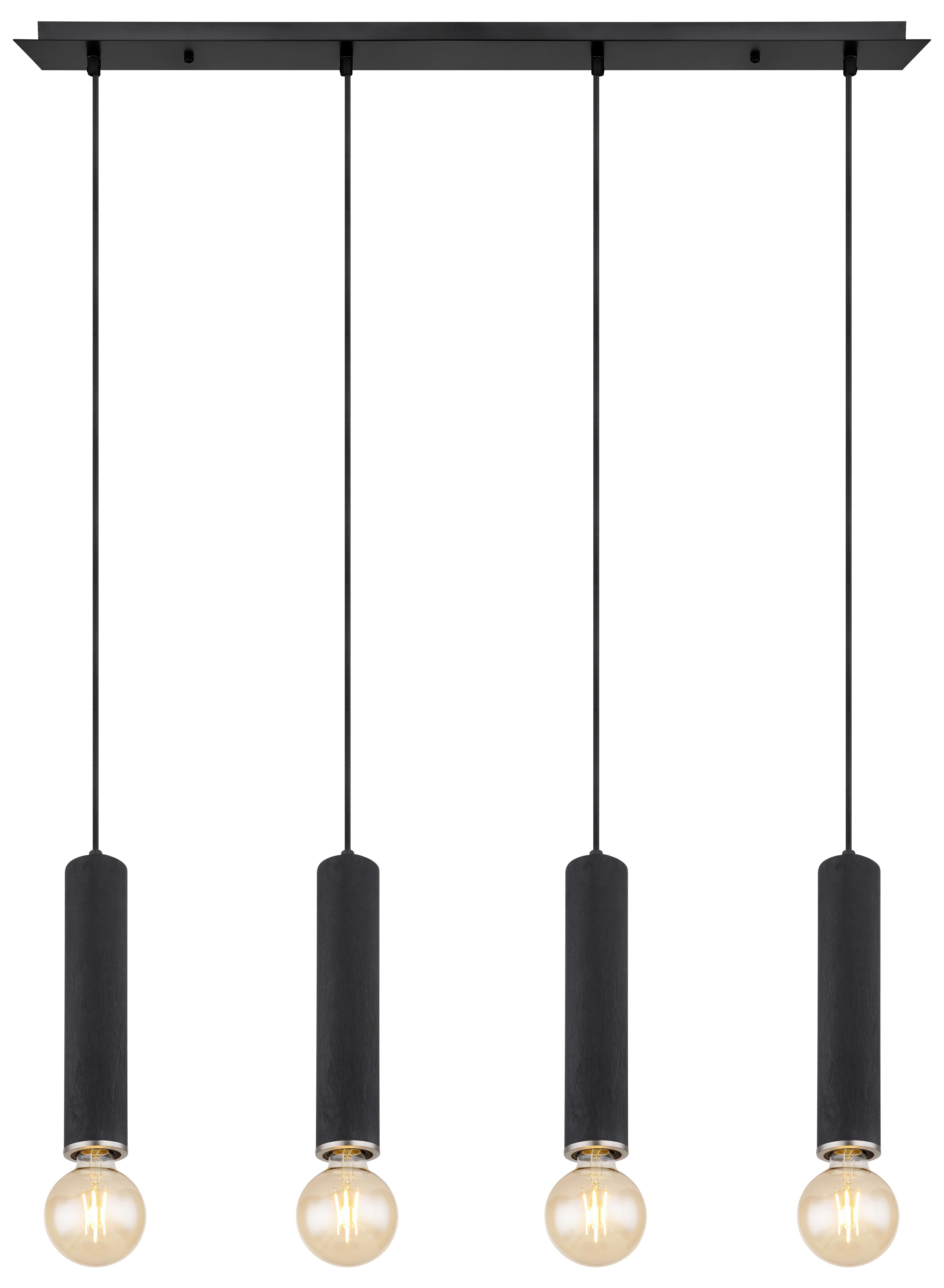 Viseča Svetilka 15499-4h - črna/barve niklja, Basics, kovina/tekstil (93/10/120cm) - Globo