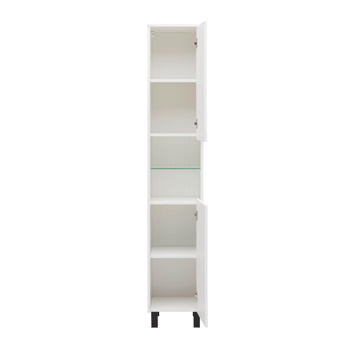 Hochschrank Aida Weiß - Schwarz/Weiß, MODERN, Glas/Holzwerkstoff (35/190/33cm) - Mömax