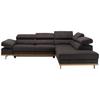 Ecksofa in Dunkelgrau mit Bettfunktion - Platinfarben/Chromfarben, Konventionell, Holz/Textil (292/72/226cm) - Premium Living