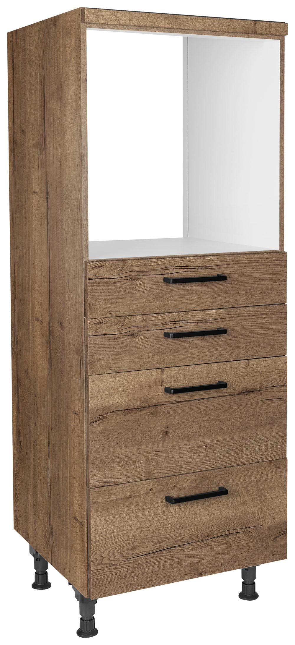 Geräteumbauschrank Structura Eiche dunkel - Eiche dunkel/Schwarz, MODERN, Holzwerkstoff/Metall (60/168/58cm) - Nobilia