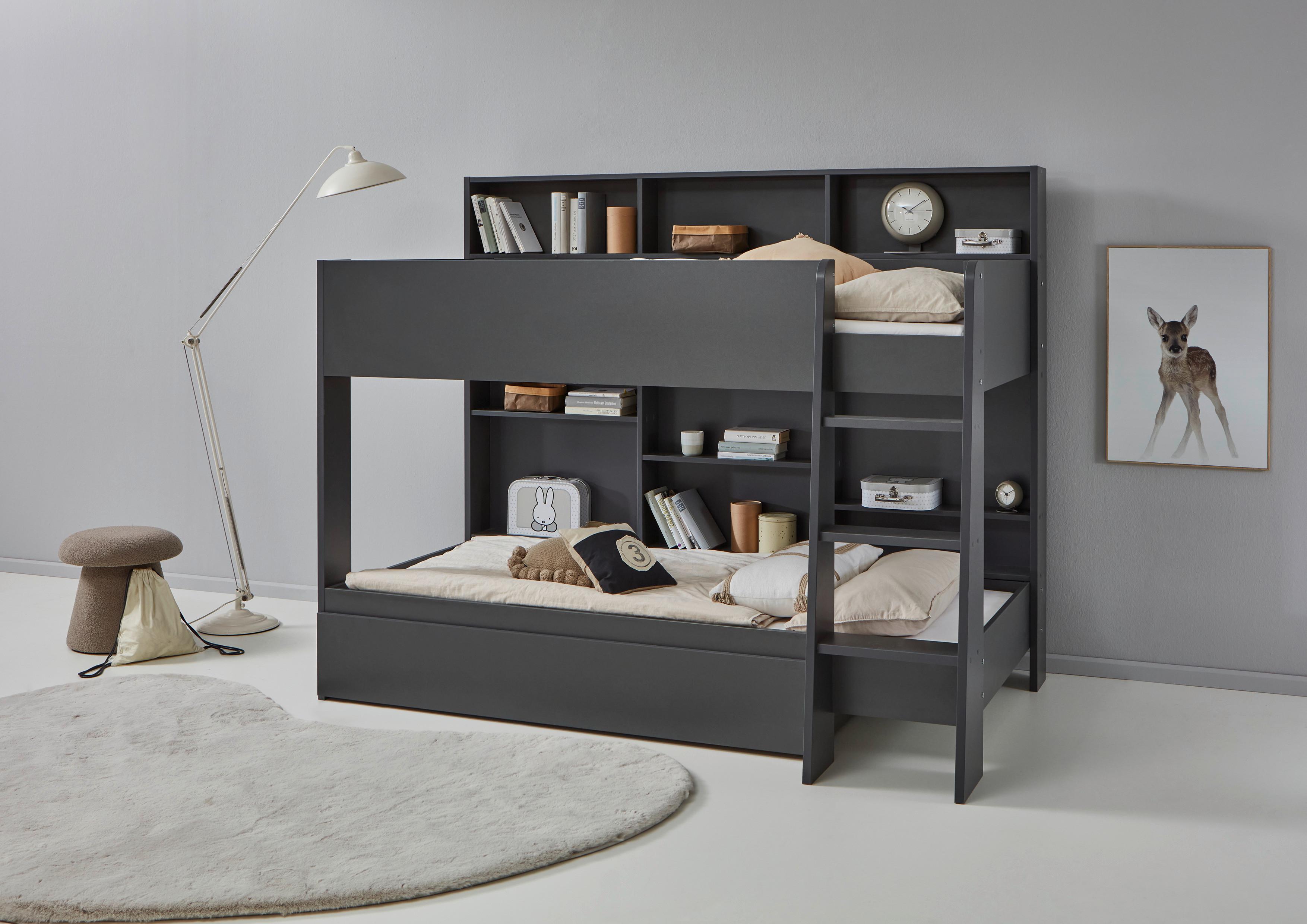 Krevet Na Kat Sely - antracit, Konvencionalno, drvni materijal (90/200cm) - Based