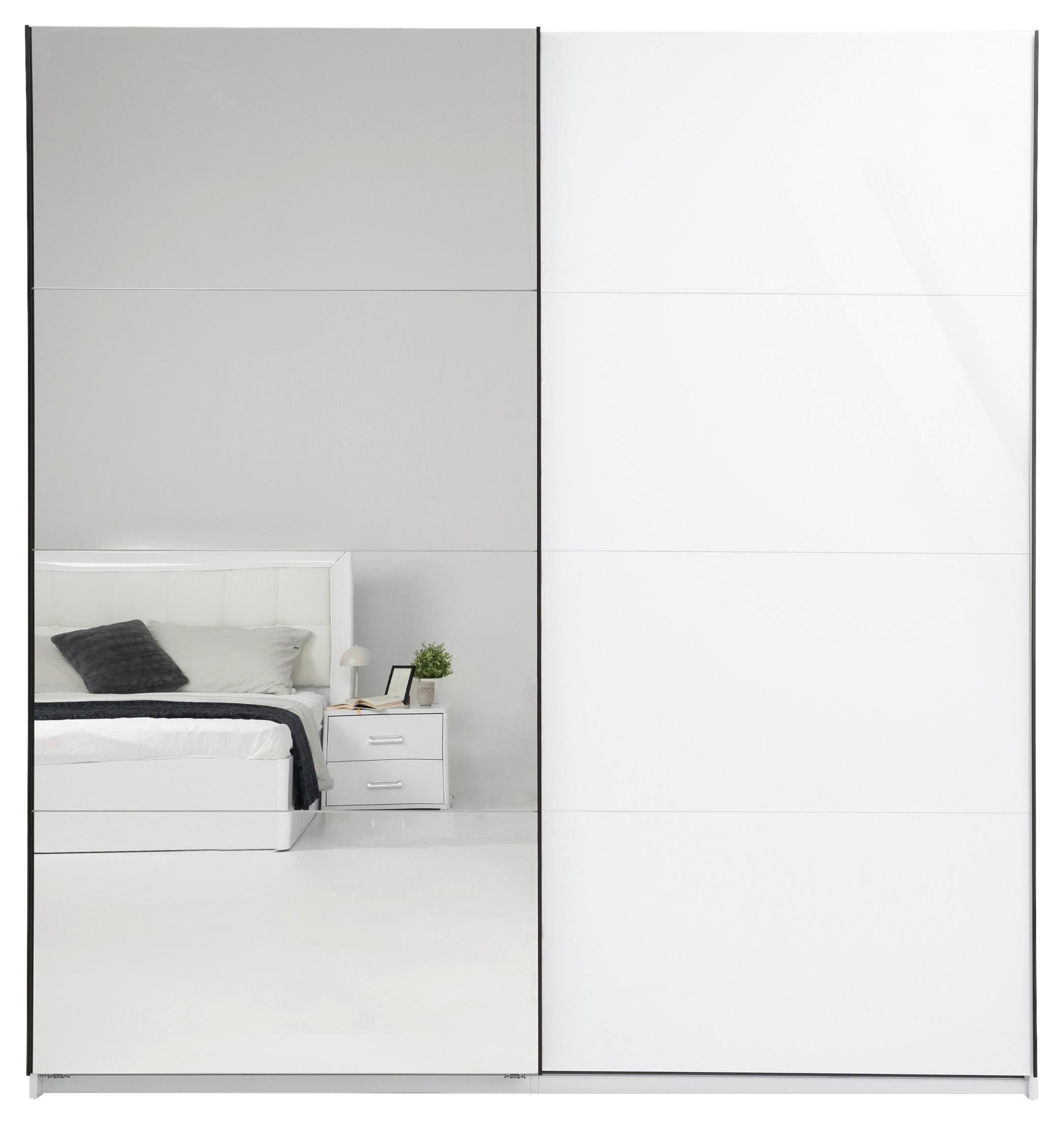 GARDEROB MED SKJUTDÖRRAR FAMILY -BASED- - vit/vit högglans, Modern, metall/trämaterial (200/212/62cm) - Based
