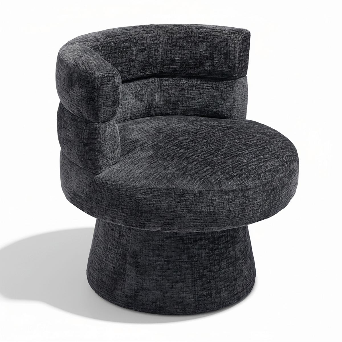 Stuhl Julina Schwarz Chenille Gepolstert - Schwarz, MODERN, Holz/Textil (71/74/72cm) - Bessagi Home