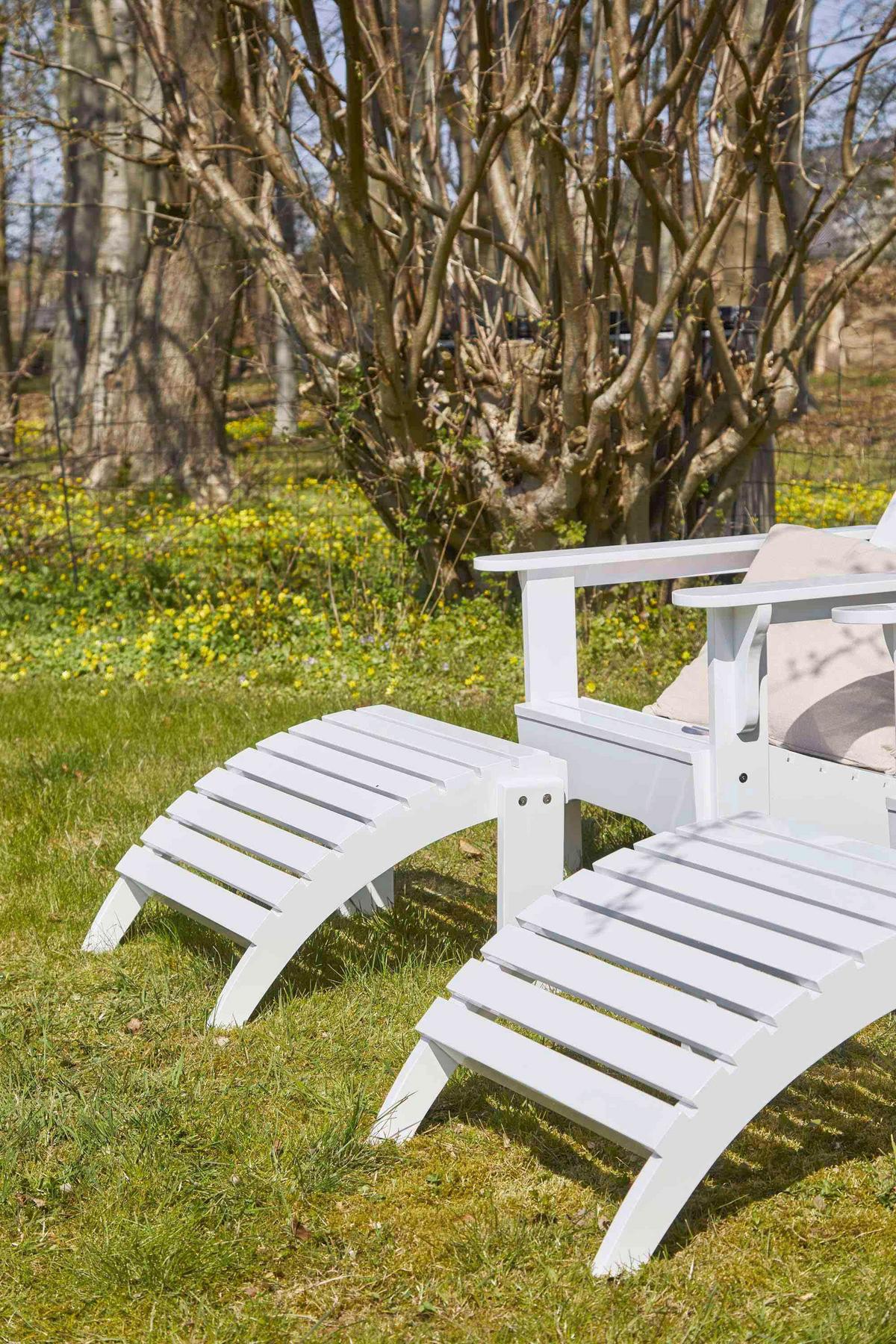Gartenliege Adirondack - Weiss Hochglanz, Natur, Holz (105/88/80cm) - Gardenson