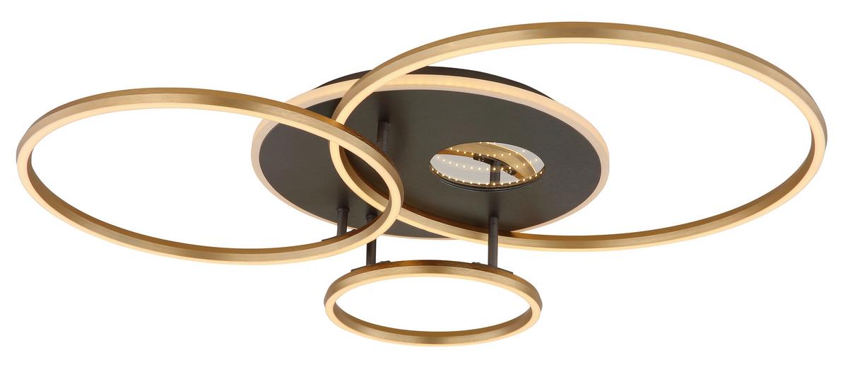 Led Stropna Svjetiljka Invertina - bijela/zlatne boje, Design, metal/plastika (90/70/13cm) - Globo