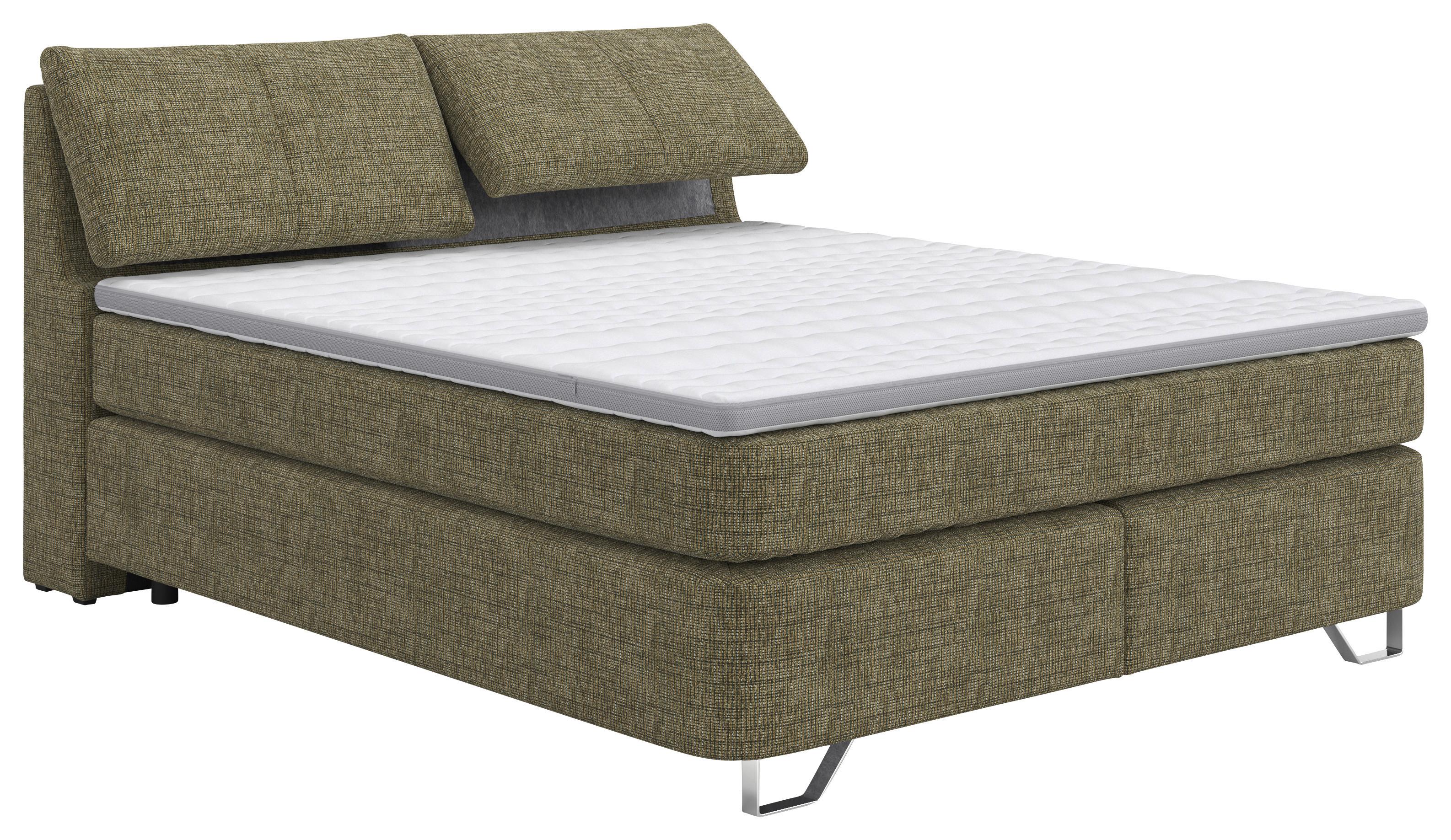 Boxspringbett Tabea Grün ca. 180x200cm - Alufarben/Grün, KONVENTIONELL, Karton/Naturmaterialien (180/200cm) - Premium Living