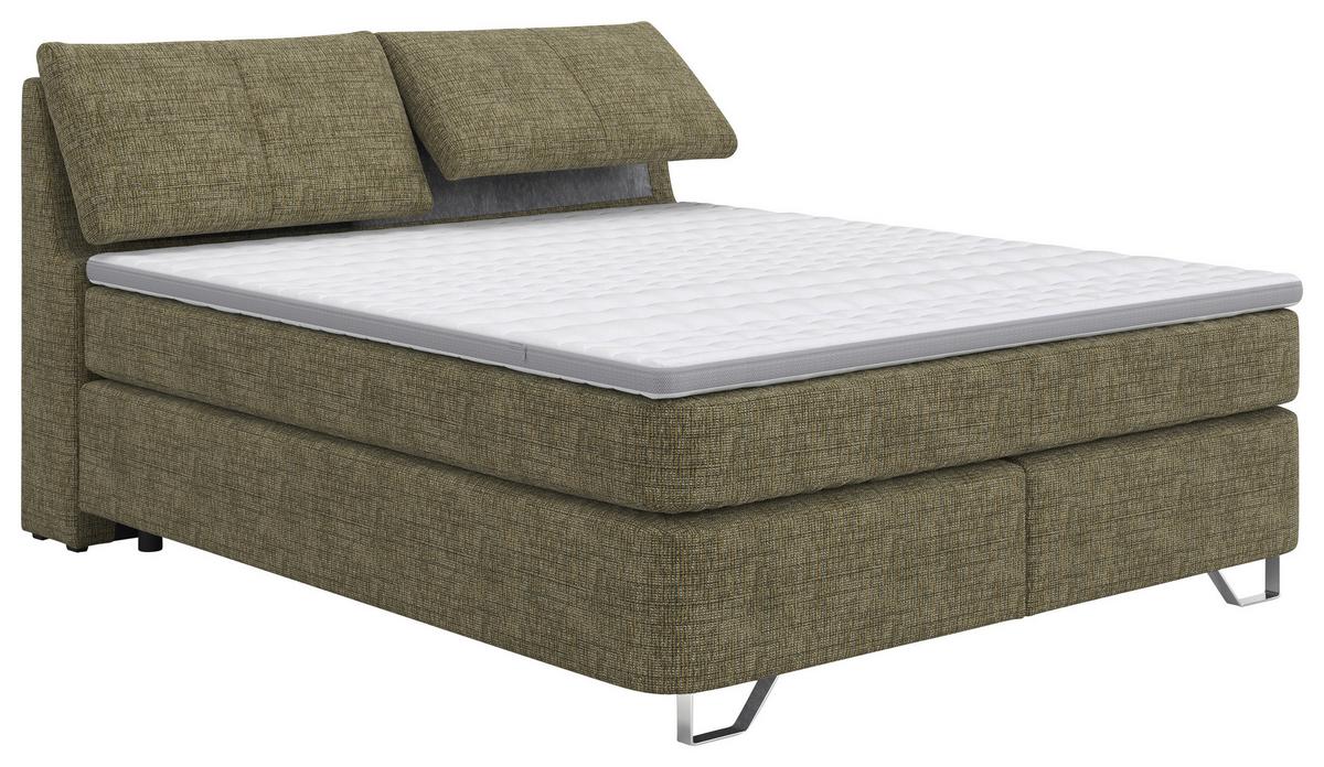 Boxspringbett Tabea Grün ca. 180x200cm - Alufarben/Grün, KONVENTIONELL, Karton/Naturmaterialien (180/200cm) - Premium Living