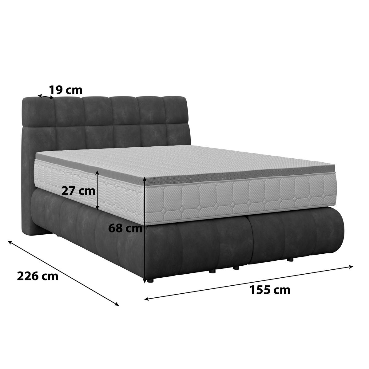 Pat Boxspring Nobu - antracit, Trend, lemn/textil (140/200cm) - Premium Living