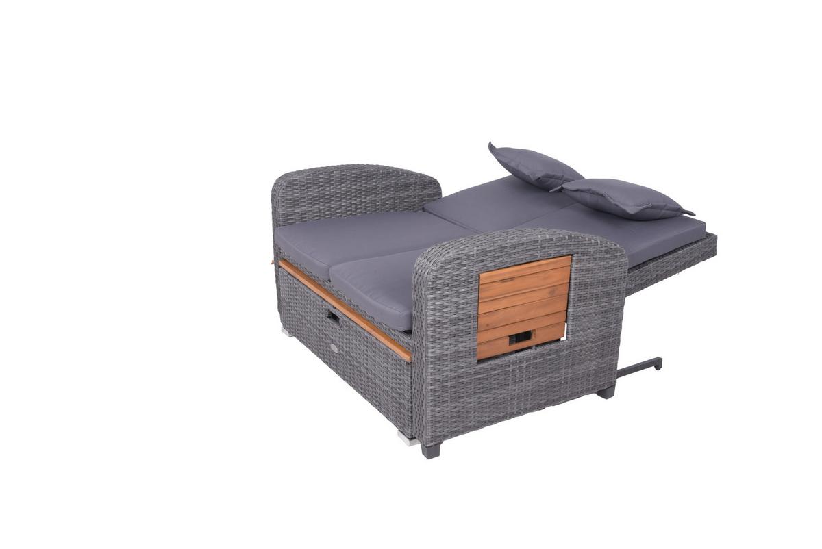 Loungegarnitur Bari ca. 116x95x118 cm Grau - Dunkelgrau/Anthrazit, Basics, Holz/Kunststoff (116/95/118cm) - Gardenson