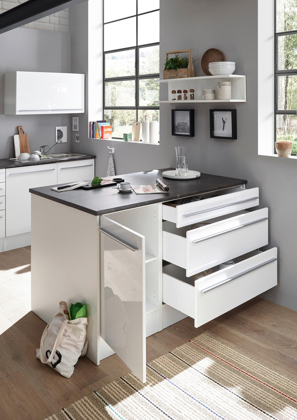 Kuhinjski Otok Jazz 6 - temno siva/bela, Moderno, leseni material (140/90/90cm) - Modern Living