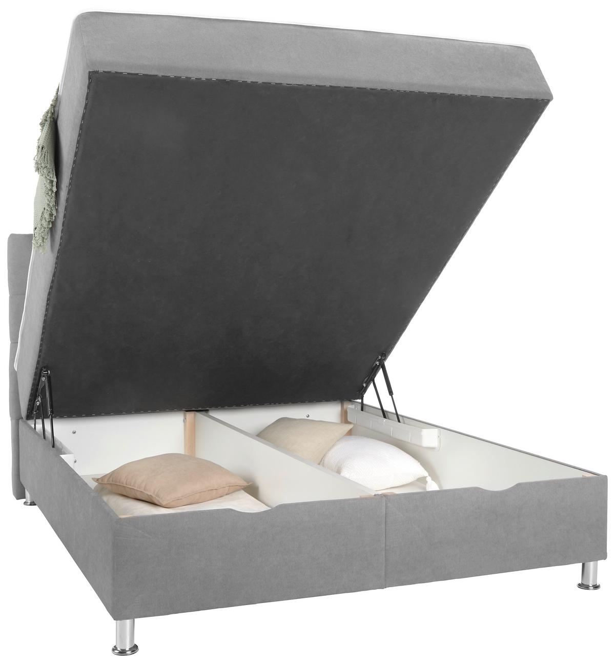 Box Krevet Oviedo - siva, Konvencionalno, tekstil/metal (180/200cm) - Based
