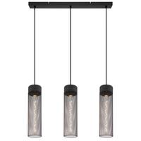 Hängeleuchte Hans Schwarz matt max. 40 Watt - Schwarz, Design, Metall (60/9,5/120cm) - Globo