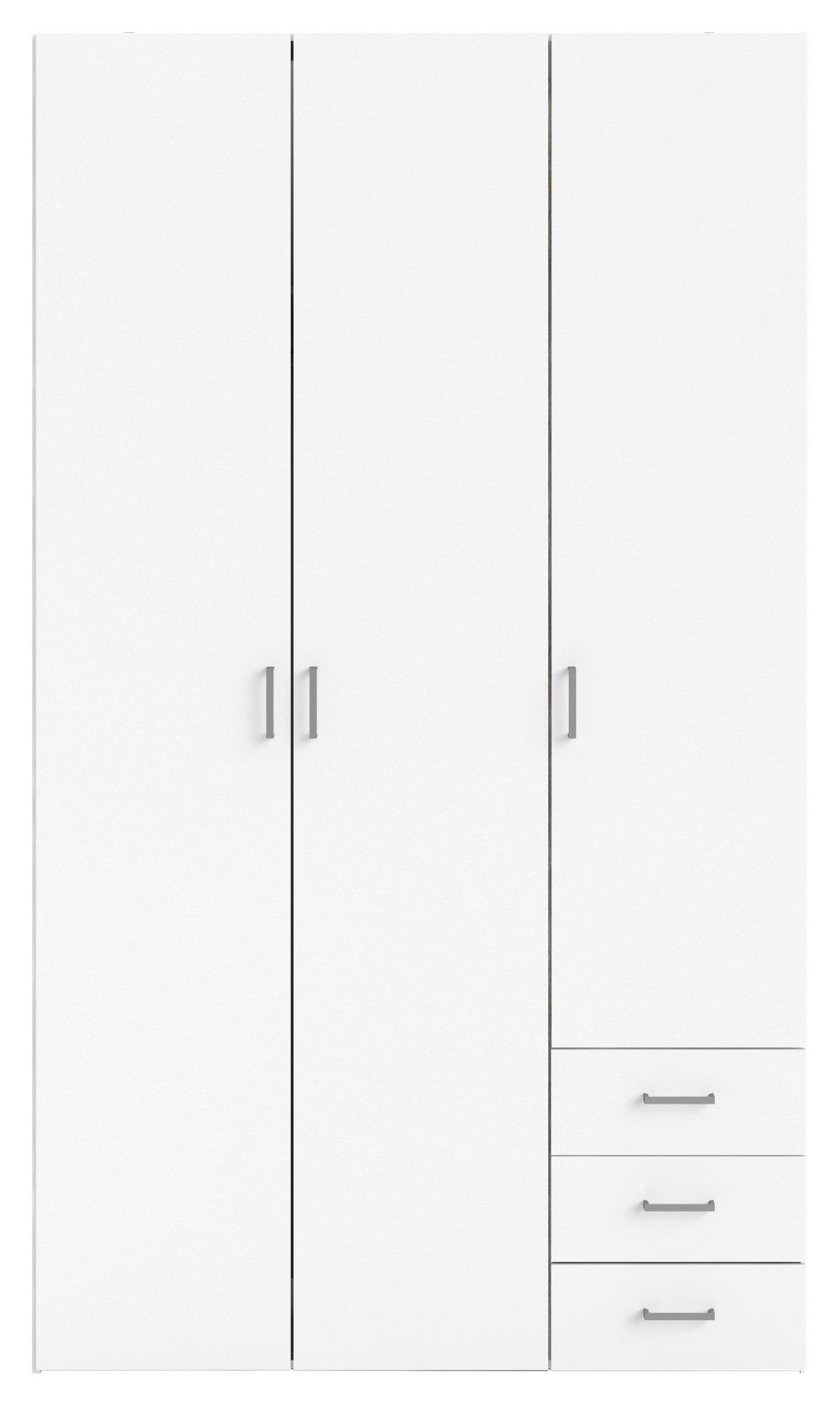 Omara Za Oblačila Space, Bela - srebrne barve/bela, Basics, kovina/leseni material (115,8/200,4/49,5cm) - MID.YOU