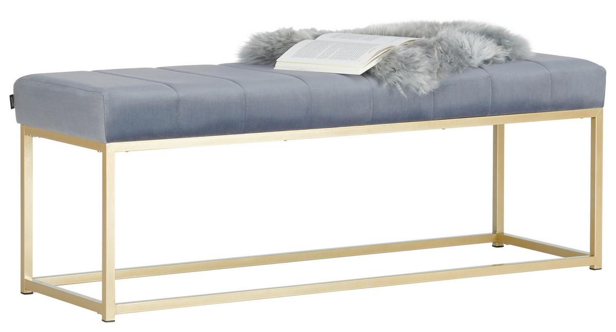 ŁAWKA SARA - kolor złoty/szary, Lifestyle, metal/tkanina (120/45/43cm) - Xora