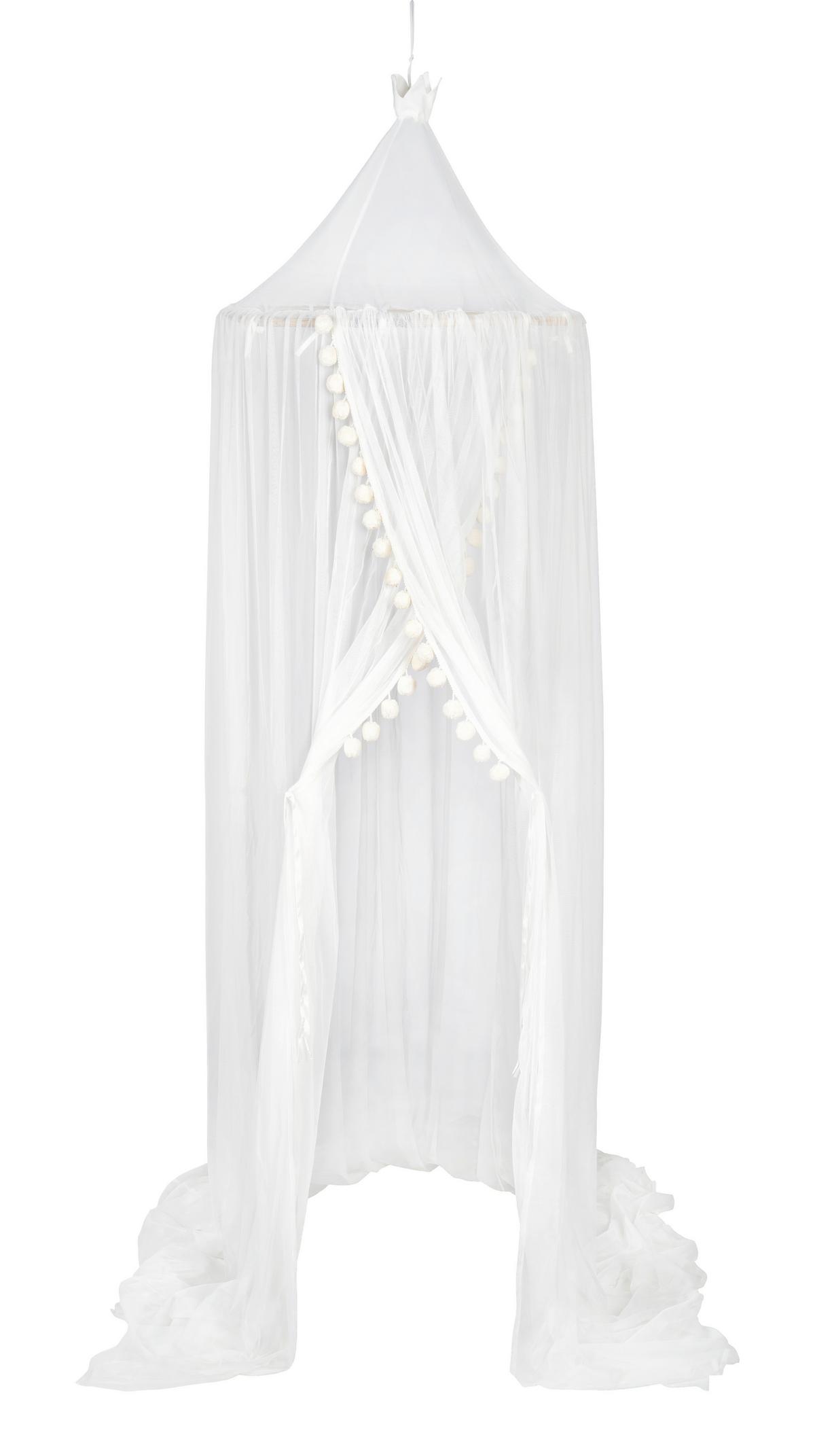 BALDACHIM NAD ŁÓŻKO ROMANTIK - biały, Basics, tkanina (71/235cm) - Patinio