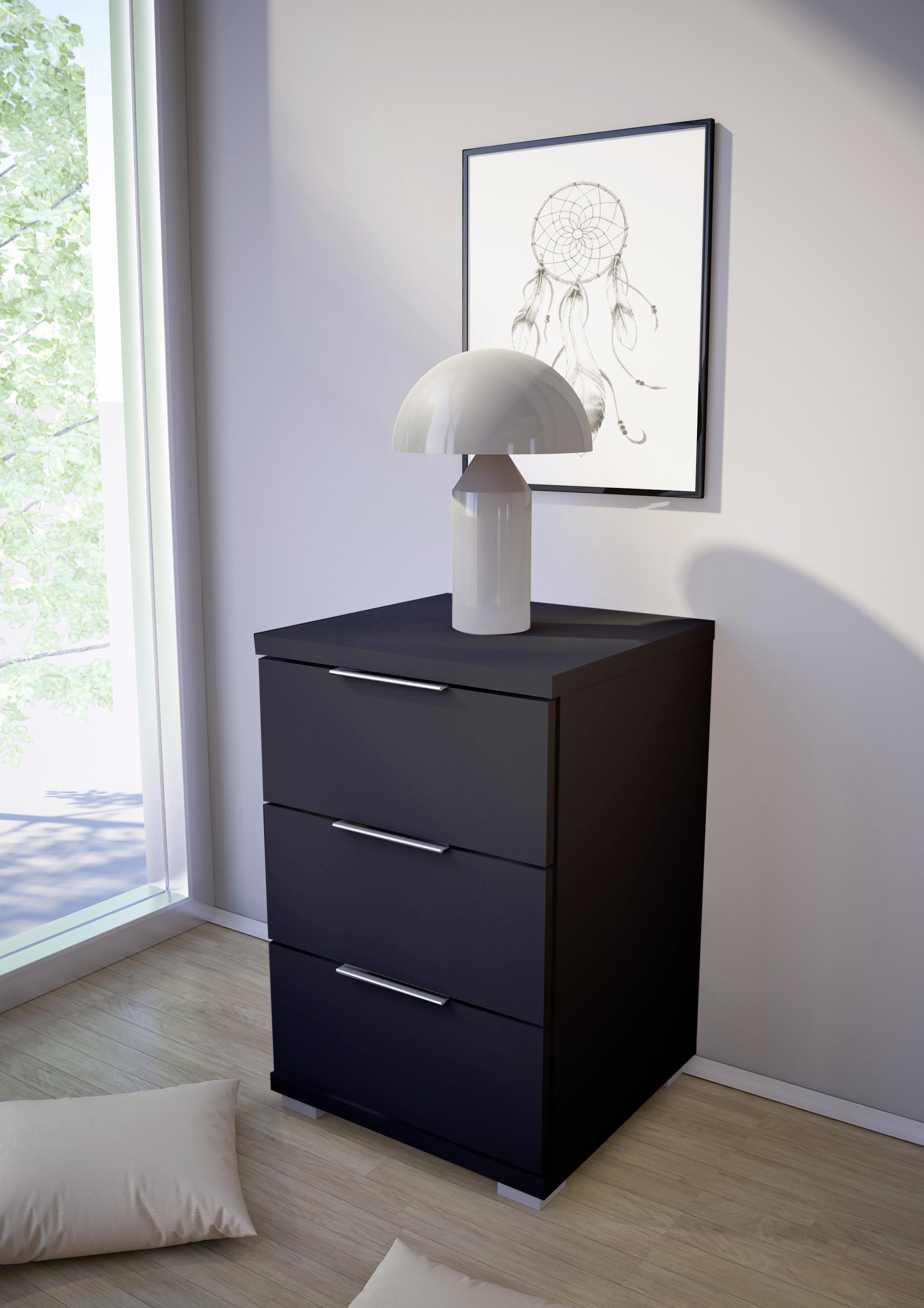 Noćni Ormarić B: 46 Cm Schwarz - srebrne boje, Basics (46/61cm) - MID.YOU