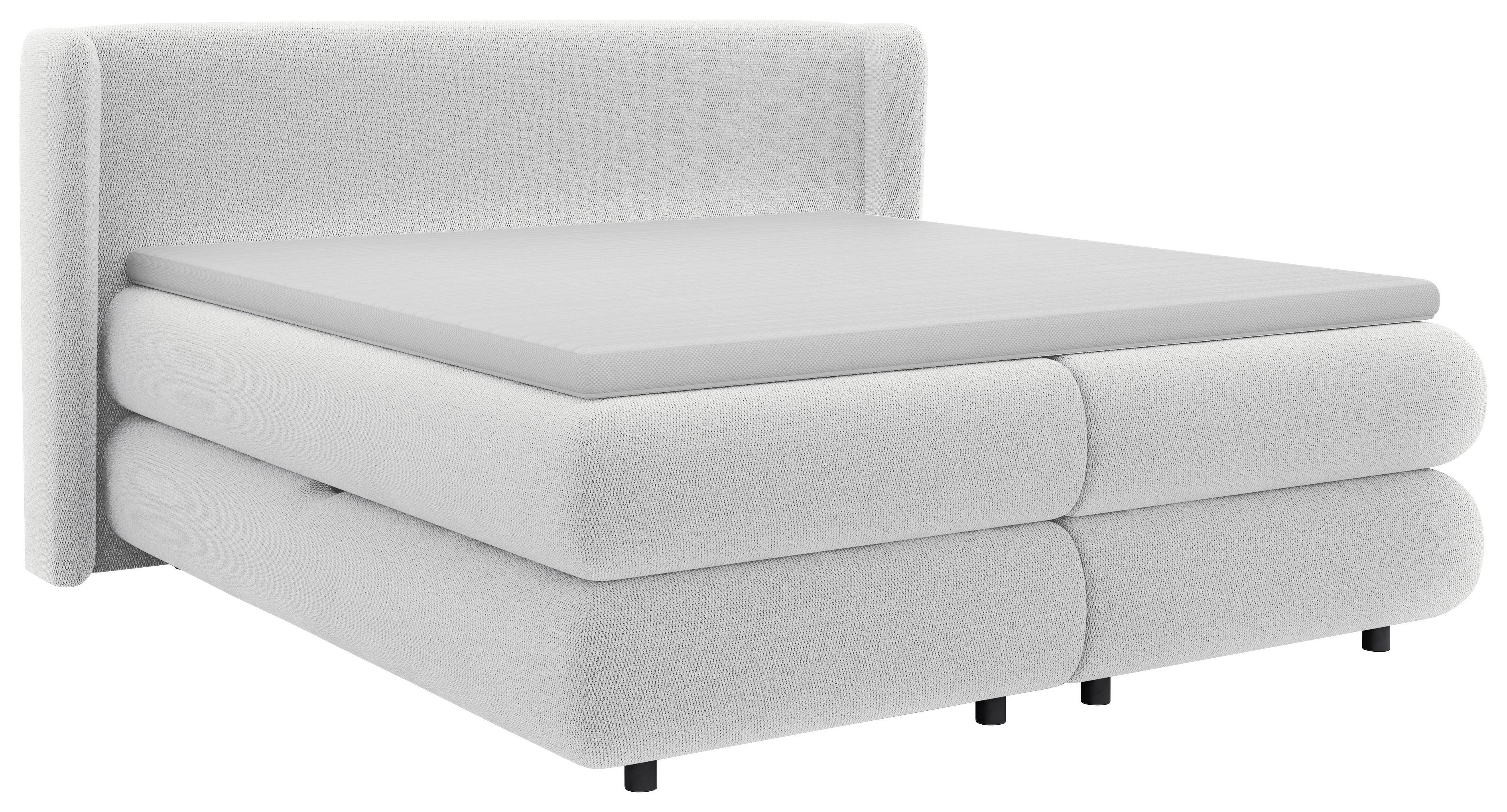 Boxspring Krevet Elodie - bijela/crna, Konvencionalno, tekstil/plastika (180/200cm) - Premium Living