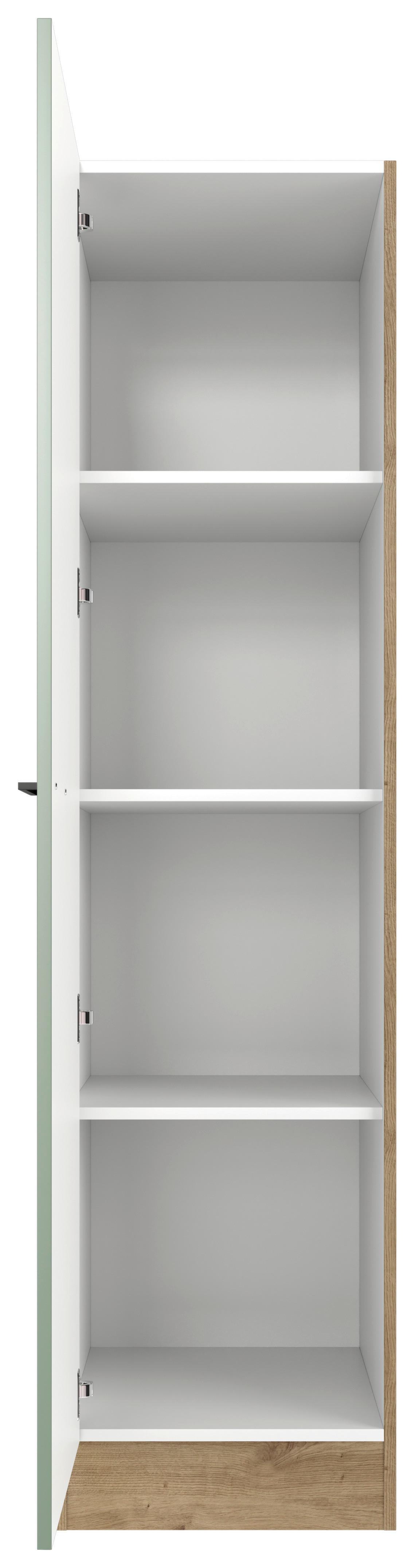 Geschirrschrank Cara ca. 50x200x57 cm Grün/Eiche - Schwarz/Eiche Artisan, KONVENTIONELL, Holzwerkstoff/Metall (50/200/57cm) - FlexWell