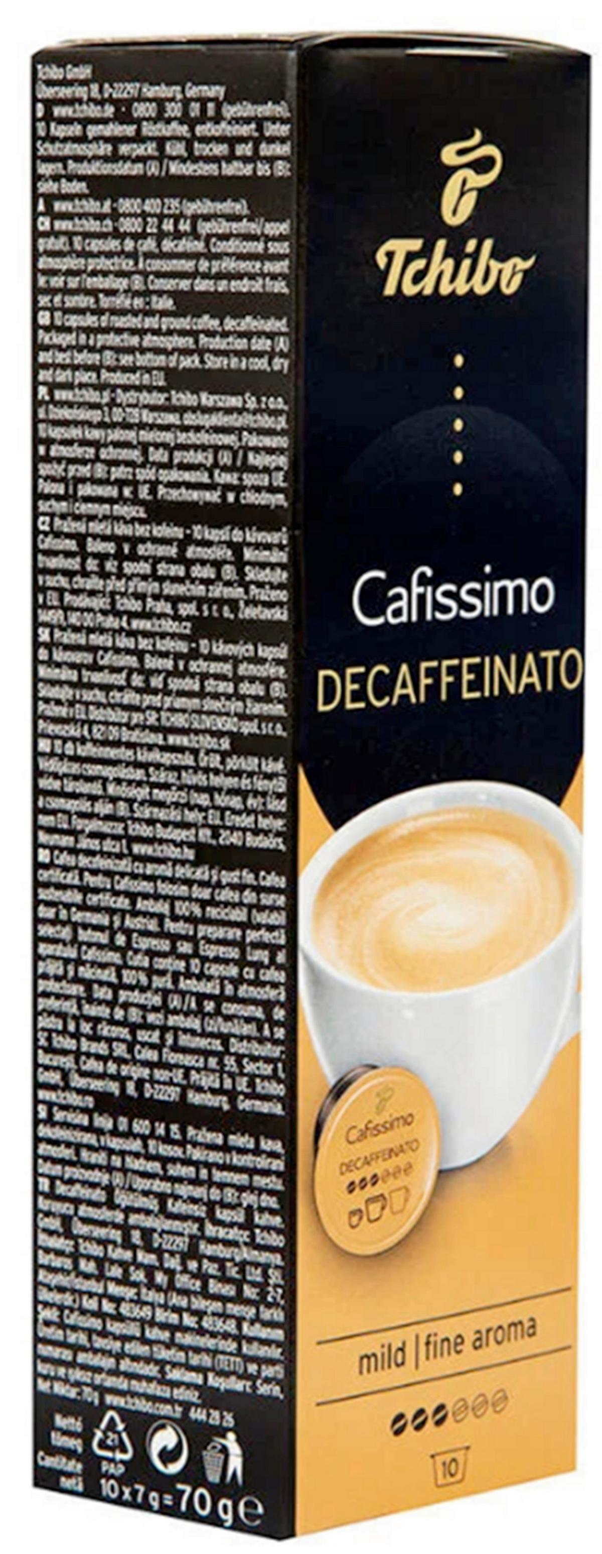 Kávékapszula Tchibo Cafissimo Decaffeinato - borostyánszínű, papír (0,075kg)