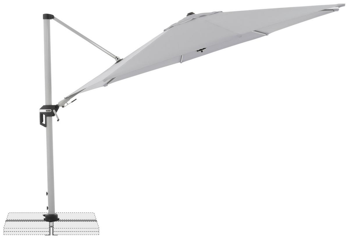 Ampelschirm Active Hellgrau ca. 370cm - Silberfarben/Hellgrau, Basics, Textil/Metall (370cm) - Doppler