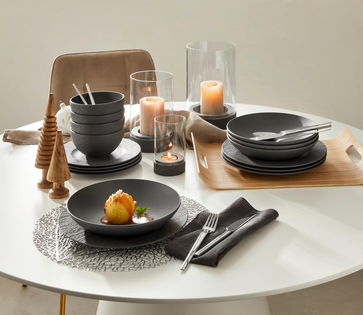 SERWIS OBIADOWO-ŚNIADANIOWY MANUFACTURE ROCK VILLEROY&BOCH - czarny, Design, ceramika - Villeroy & Boch
