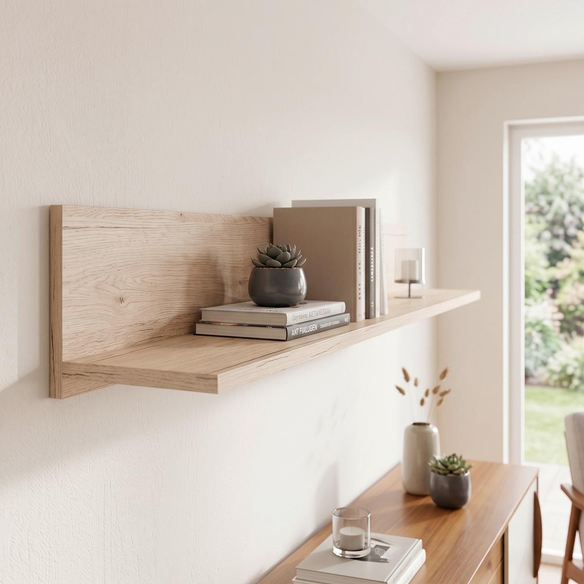 Poliță De Perete Malta - culoare lemn stejar, Modern, lemn (128/18/20cm) - Modern Living