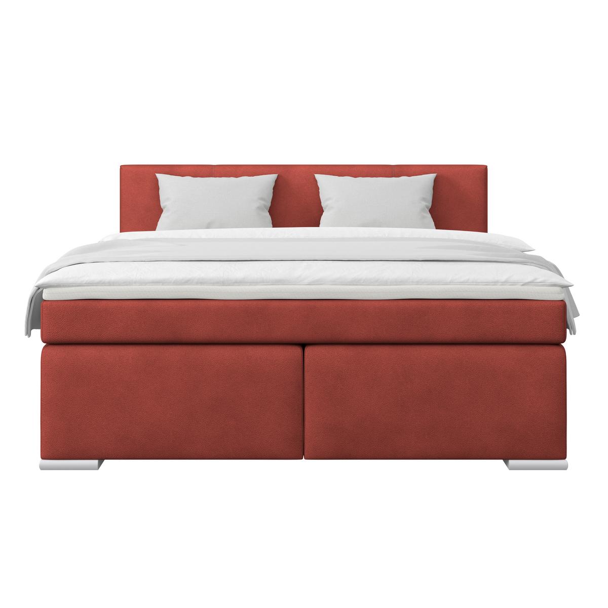 Boxspring Krevet Mira 1 - tamno crvena, Basics, metal/tekstil (180/200cm)