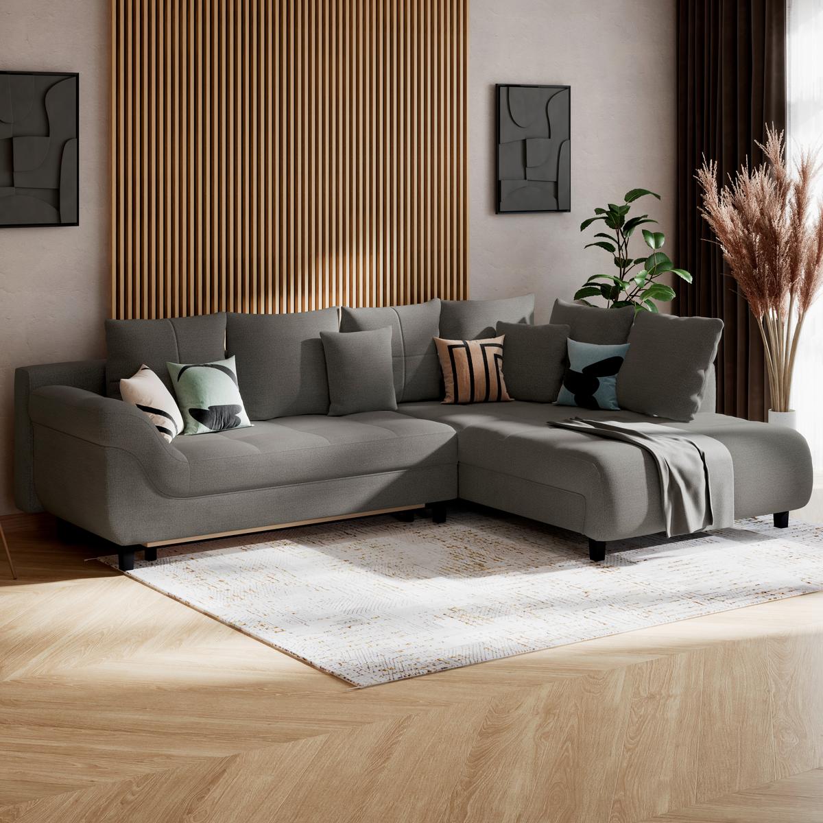 Kutna Garnitura Mendoza - crna/antracit, Konvencionalno, tekstil (309/197cm) - Modern Living